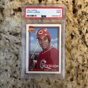 1991 Topps #730 Barry Larkin PSA 9
